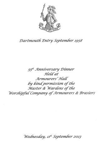 Armourers and Brasiers Company - Dartmouth Entry 1958 55th Anniversary Dinner, Sept 2013
