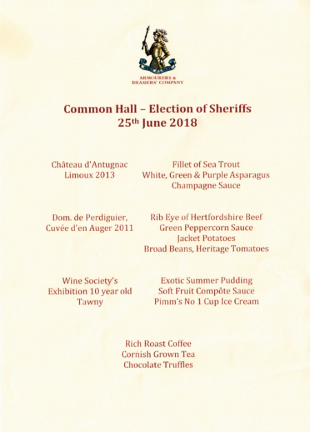 Armourers and Brasiers - Luncheon - June 2018