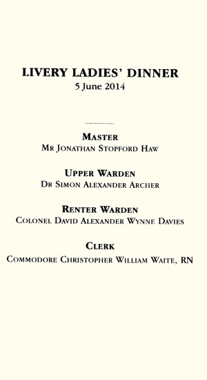 Armourers and Brasiers Company - Livery Ladies' Dinner, June 2014
