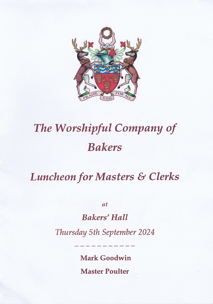 Bakers' Company - Luncheonr - Bakers' Hall, Sep 24