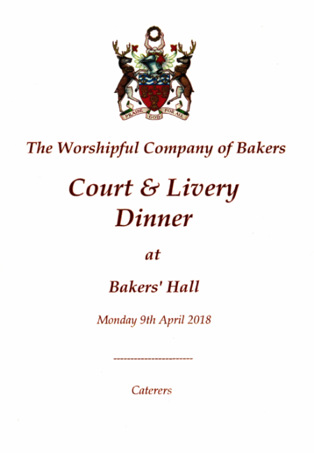 Bakers' Company - Court Dinner - Bakers' Hall, April 2018