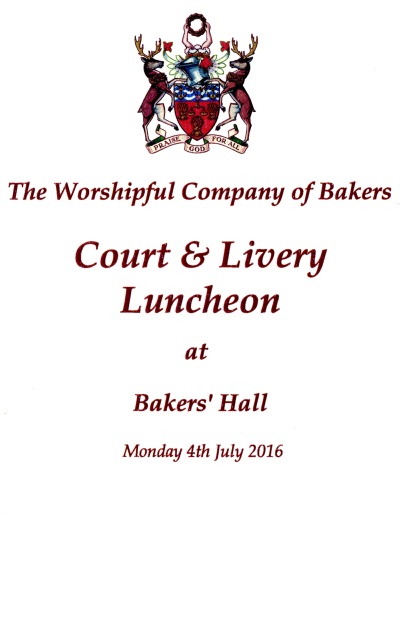 Bakers' Company - Court & Livery Luncheon - Bakers' Hall, July 2016