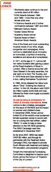 British Red Cross tribute to Annie Lennox