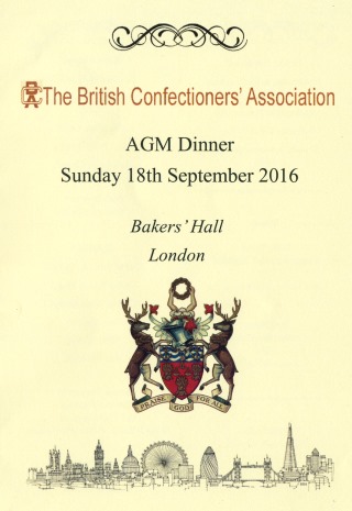 British Confectioners Association - AGM Dinner,  Bakers' Hall, Sept 2016