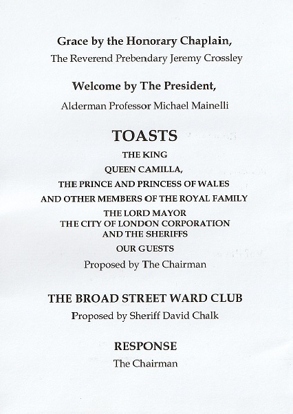 Broad Street Ward Club Annual Luncheon, Guildhall, Nov 2024