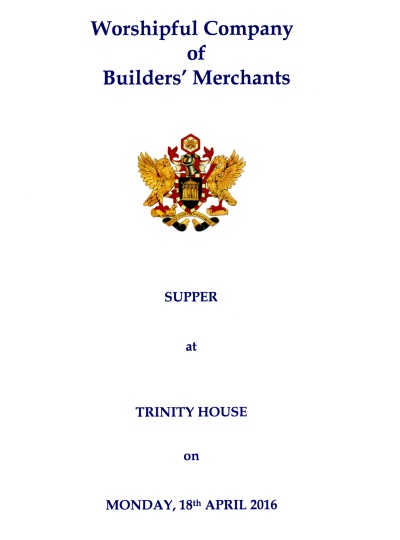 Builders Merchants Company - Supper at Trinity House, April 2016