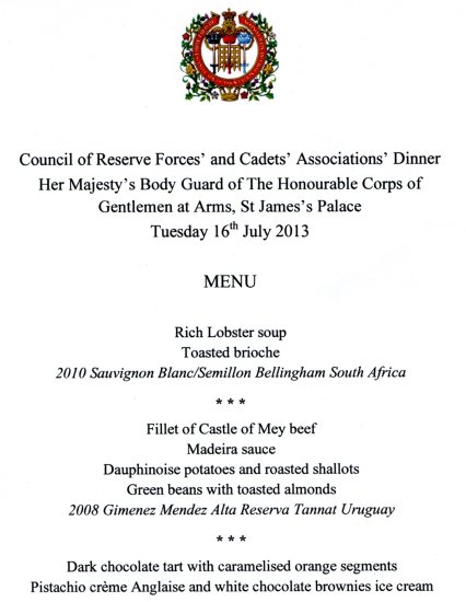Council of Reserve Forces’ and Cadets’ Associations’ Dinner - St James’s Palace, July 2013