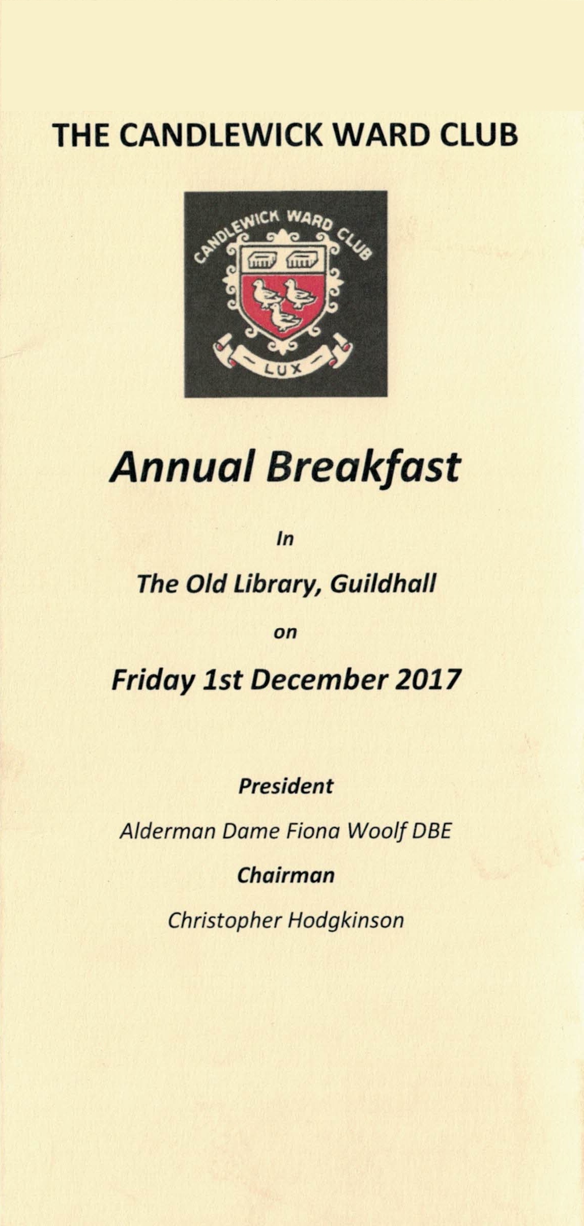 Candlewick Ward Club - Guildhall, Dec 2017