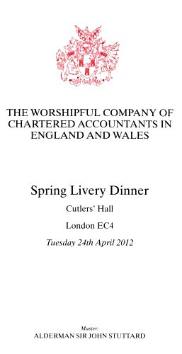 Chartered Accountants in England and Wales Spring Livery Dinner 2012