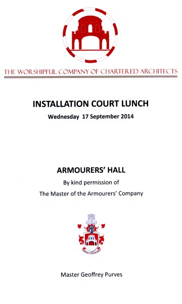 The Worshipful Company of Chartered Arhcitects - Installation Court Lunch, Sept 2014