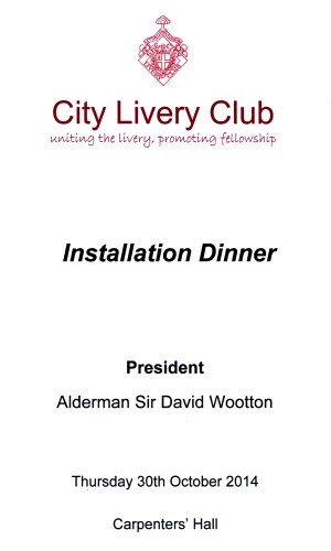 City Livery Club - Installation Dinner, Oct 2014