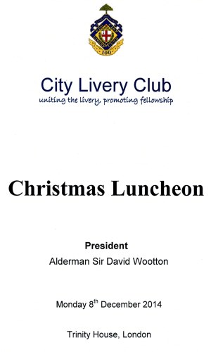 City Livery Club - Christmas Luncheon, Dec 2014