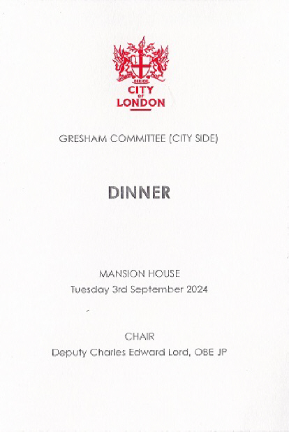 Gresham Committee (city side), Dinner, Sep 2024