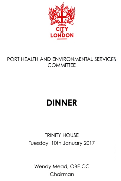 City of London Port Health and Environmental Services Committee Dinner - Jan 2017