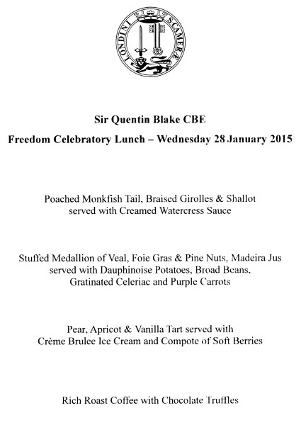 Sir Quentin Blake - Freedom of the City of London Celebratory Lunch at Guildhall, Jan 2015