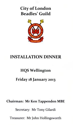 City of London Beadles' Guild Installation Dinner - HQS Wellington, Jan 2013
