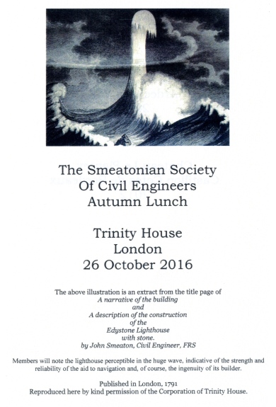Smeatonian Society of Civil Engineers - Autumn Lunch, Trinity House, Oct 2016