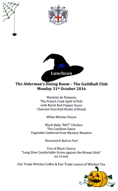 City of London Clerks' Coven - Halloween Luncheon, Guildhall Cub, Oct 2016