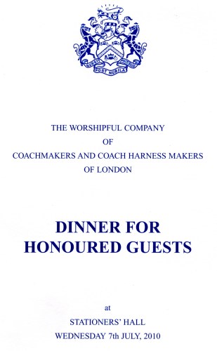 Coachmakers Company - Dinner for Honoured Guests, July 2010