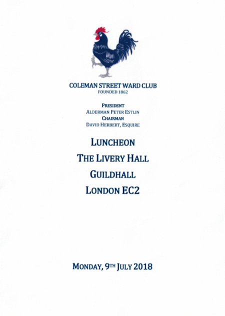Coleman Street Ward Club -  July 2018