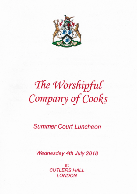 Worpshipful Company of Cooks - Luncheon - June 2018