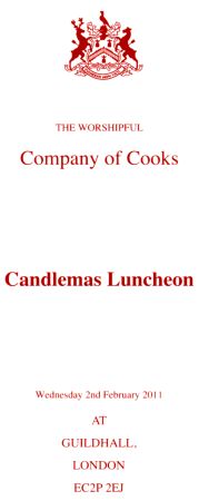 Worpshipful Company of Cooks - Candlemas Luncheon 2011