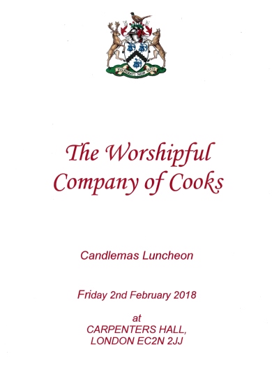Worpshipful Company of Cooks - Candlemas Luncheon 2018