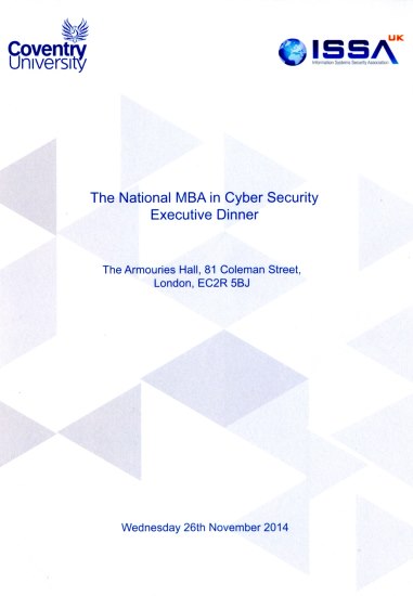 Coventry University - The National MBA in Cyber Security Executive Dinner - Nov 2014