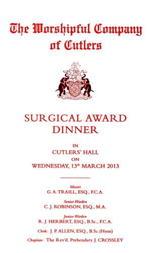 Cutlers' Company - Surgical Award Dinner 2013