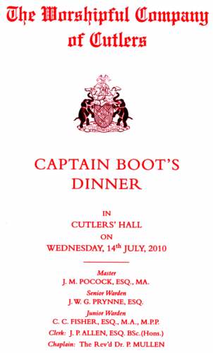 Cuttlers' Company - Captain Boot's Dinner, July 2010