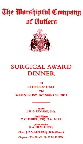 Cutlers' Company - Surgical Award Dinner 2011