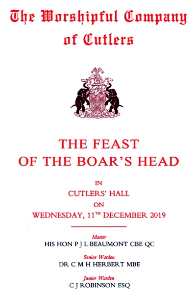 Cuttlers' Company - The Feast of the Boar's Head, Dec 2019