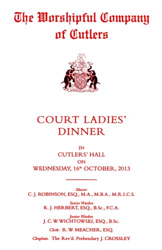 Cuttlers' Company - Court Ladies' Dinner, Oct 2013