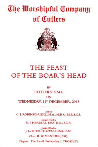 Cuttlers' Company - The Feast of the Boar's Head, Dec 2013