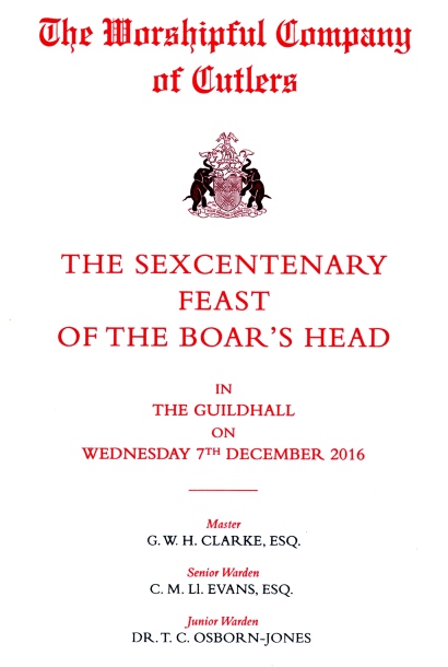 Cuttlers' Company - The Feast of the Boar's Head, Dec 2016