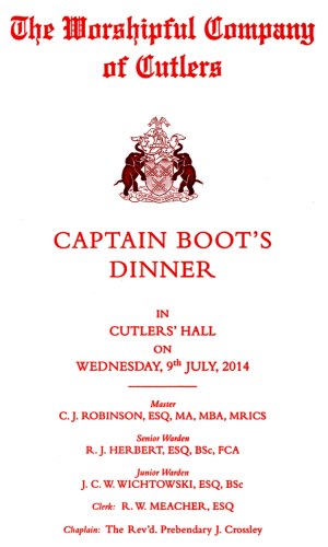 Cuttlers' Company - Captain Boot's Dinner, July 2014