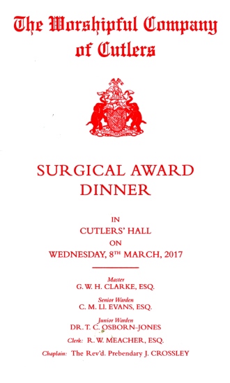 The Worshipful Company of Cutlers - Surgical Award Dinner 2017