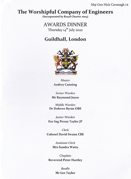 The Worshipful Company of Engineers - Awards Dinner, GuildHall, July 2022