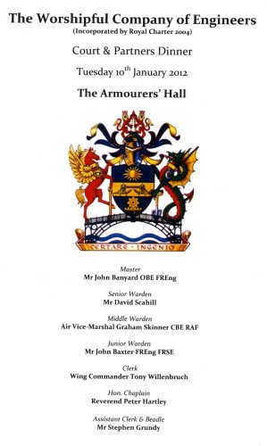 The Worshipful Company of Engineers Court & Partners Dinner, Armourers’ Hall, London, Jan 2012
