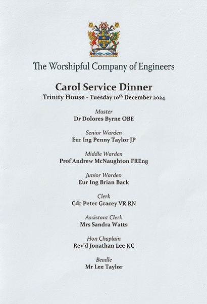 The Worshipful Company of Engineers - Carol service Dinner, GuildHall, Dec 2024