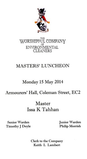 The Worshipful Company of Environmental Cleaners - Masters' Luncheon, May 2014