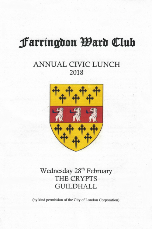 Farringdon  Ward Club - Lunch at Guildhall, Feb 2018