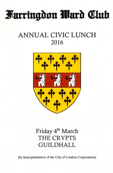 Farringdon  Ward Club - Annual Civic Lunch, Mar 2016