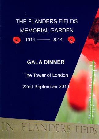The Flanders Fields Memorial Garden - Gala Dinner, The Tower of London, Sept 2014