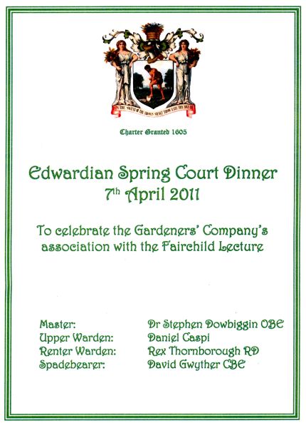 Gardeners Company Edwardian Spring Court Dinner 2011