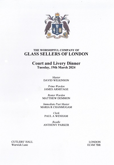 The Worshipful Company of Glass Sellers of London - Livery Dinner, March 2024