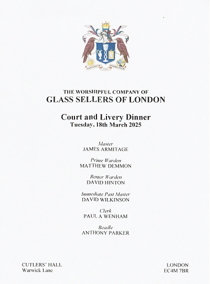 The Worshipful Company of Glass Sellers of London - Livery Dinner, March 2025