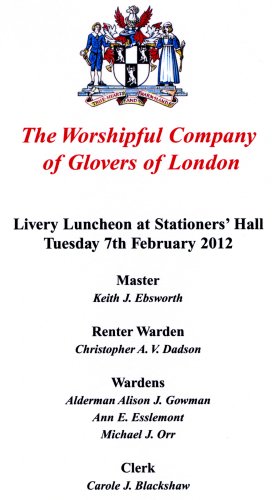 Glovers Company - Livery Luncheon, Feb 2012