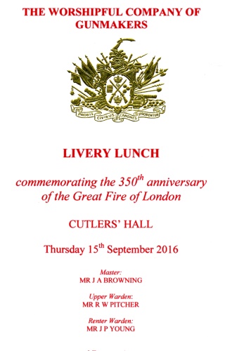 Worshipful Company of Gunmakers Livery Lunch - Sept 2016, Cutlers' Hall