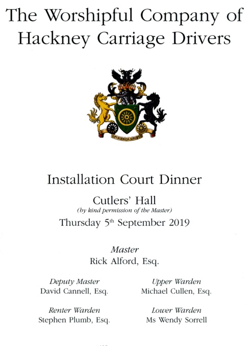 Hackney Drivers Dinner, Cutlers Hall Sep 2019